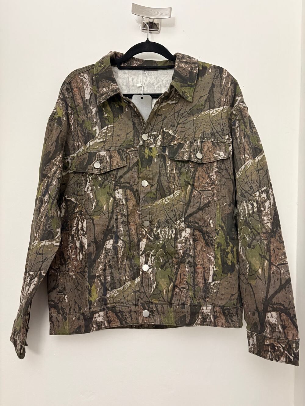 Camo Print Denim Trucker Jacket Size S NWOT